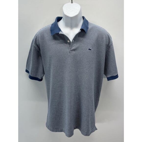 Vineyard Vines Shirt Mens L Blue Polo Preppy Golf Rugby Short Sleeve Classic - Picture 1 of 7